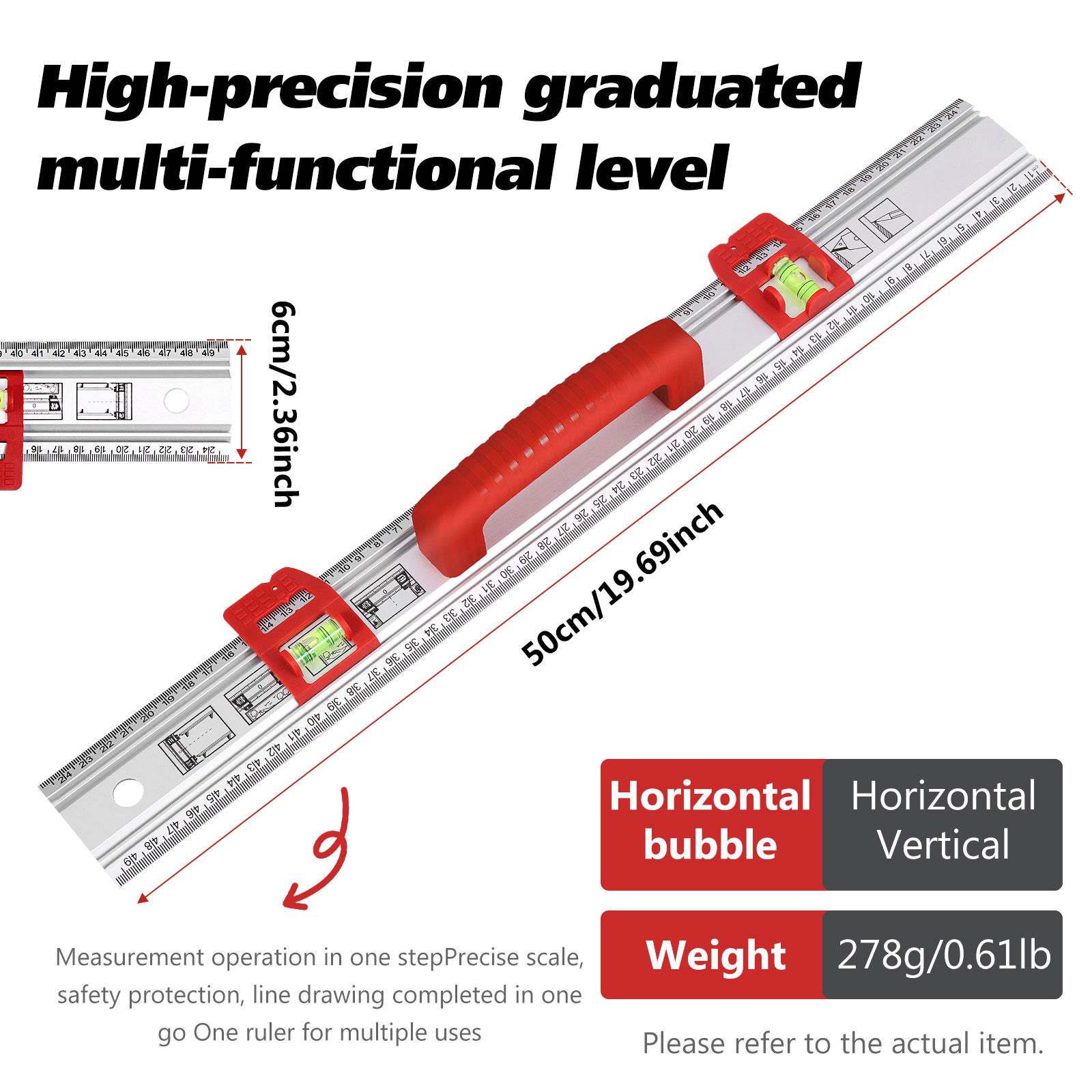 19.7inch Level Ruler Aluminum  - Home Improvement Mark review and price
